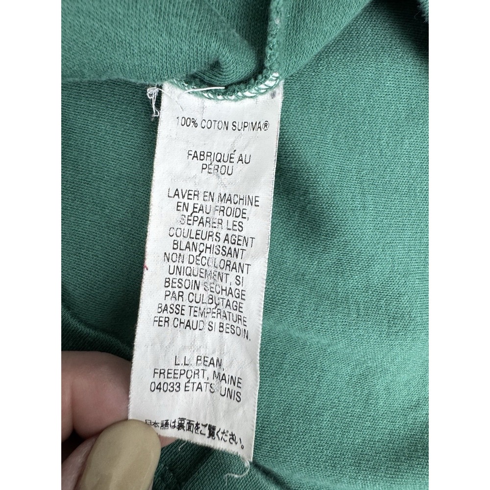 L.L. Bean 100% Supima Cotton Teal Green Long Sleeve Pearl Button Cardigan Knit M - Picture 7 of 10